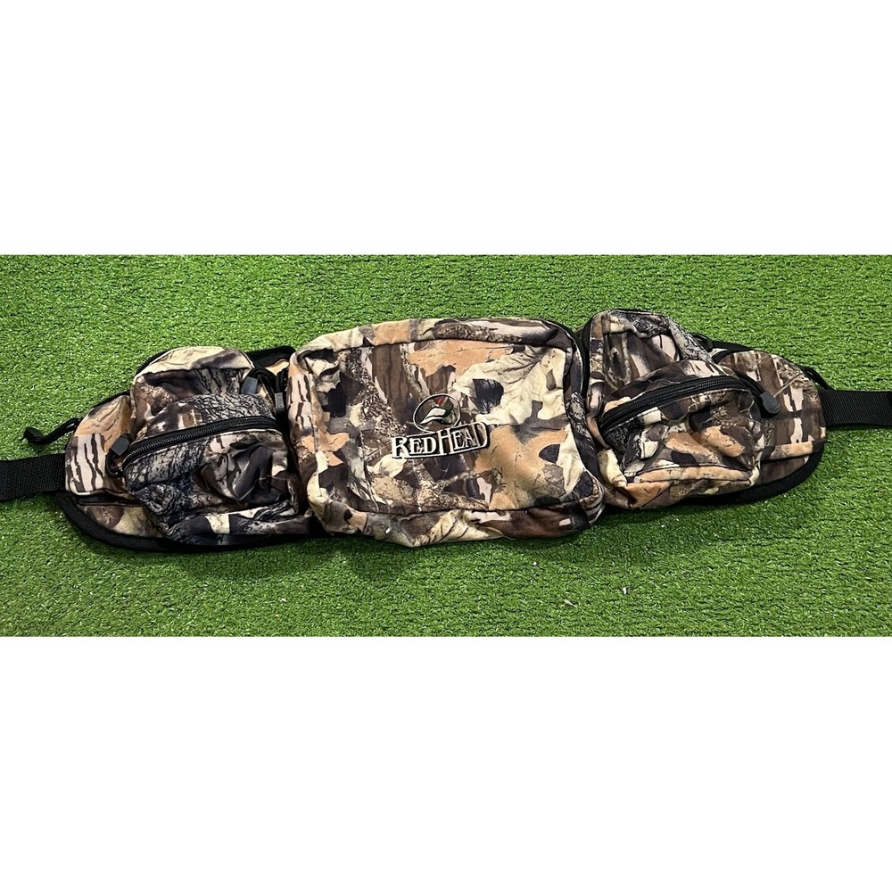 VTG Camo Waist Bag Ammo Pouch Hunting Fanny Pack 5 Pocket Redhead 36" Max Waist